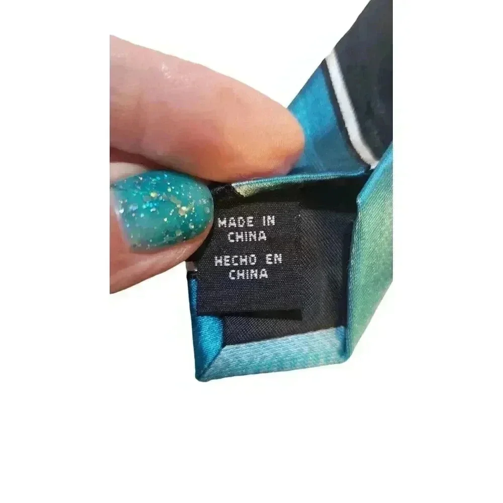Croft & Barrow Luxury‎ Black Blue Stripes All Silk Necktie Tie Business Church